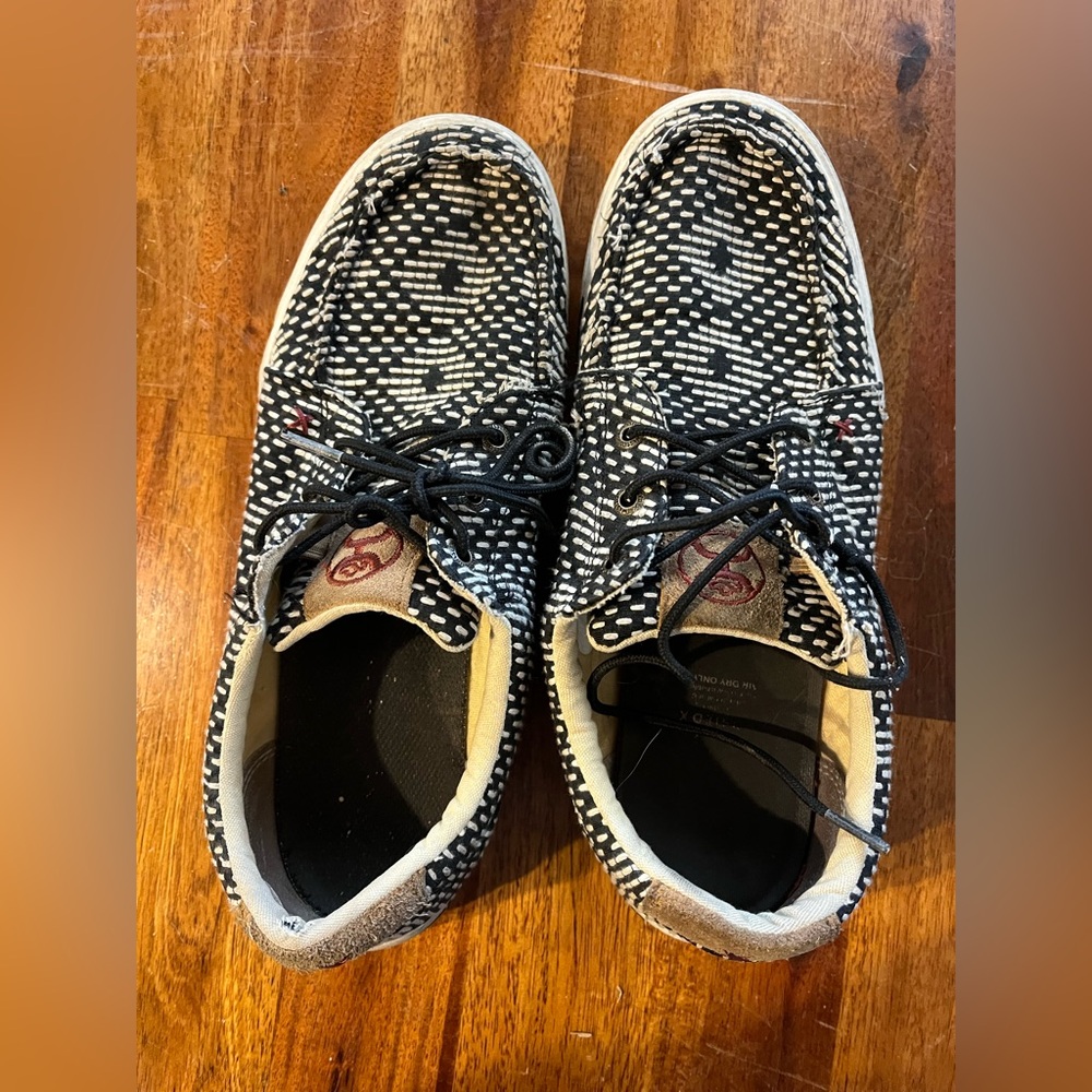 Twisted X Black and White Woven Flats